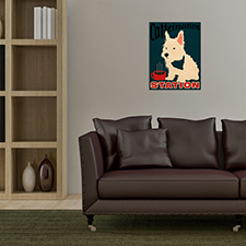 caffeine dog wooden poster